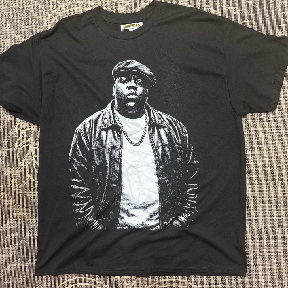 Black Graphic Tee with Iconic Portrait